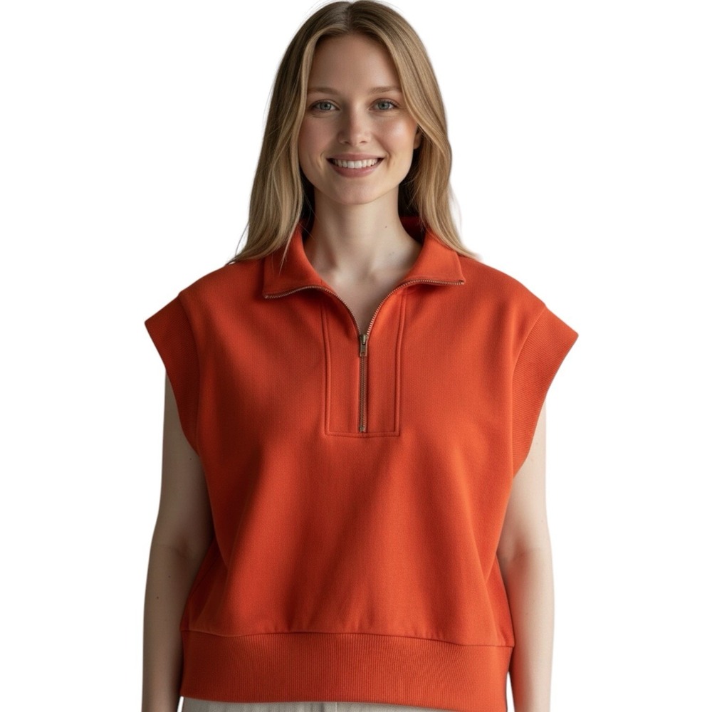 Varley DoubleSoft Kelly Half Zip 2.0 Sweatshirt XL Dark Orange Athleisure